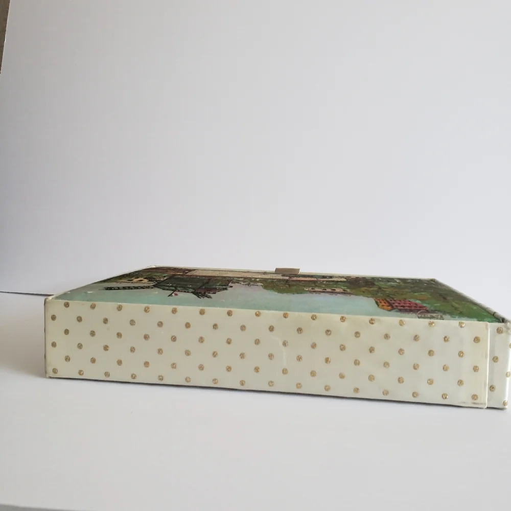 1960s Hosiery Hanes Box Satin Top Art Paris Scene ByMauricio Utrillo EMPTY Box !
